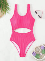 Sexy White One Piece Swimsuit Women New Hollow Out Swimwear 2024 Ribbed Bathing Suit Push Up Monokini Beach Swimming Suit Summer