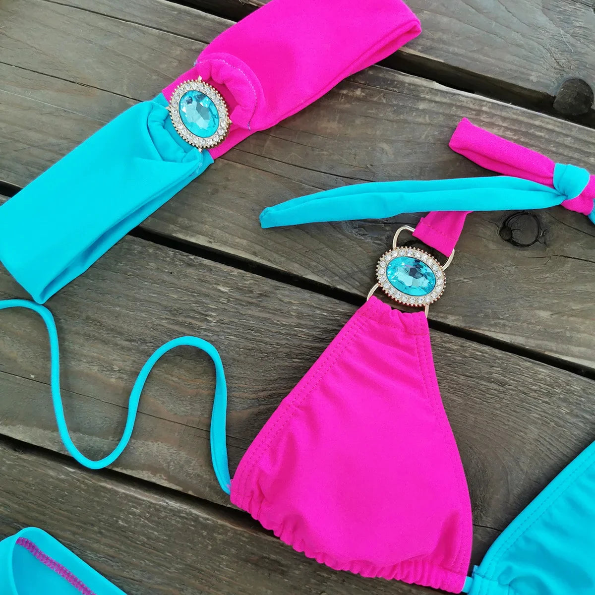 Sexy Skirt 4 Pieces Bikini Set Women Luxury Blue Patchwork Rhinestone Push Up Cover Up Swimsuit 2024 Beach Bathing Suit Swimwear