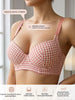 Women's Houndstooth Print Push-Up Bra Wide Elastic Straps Underwear Underwire Side Smoothing & Supportive Bra Women test