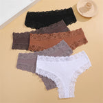 New Lace Seamless Cotton Panties Ribbed Maillard Brazilian Pants LowWaist Women Panties Breathable Girls Underwear Soft Lingerie