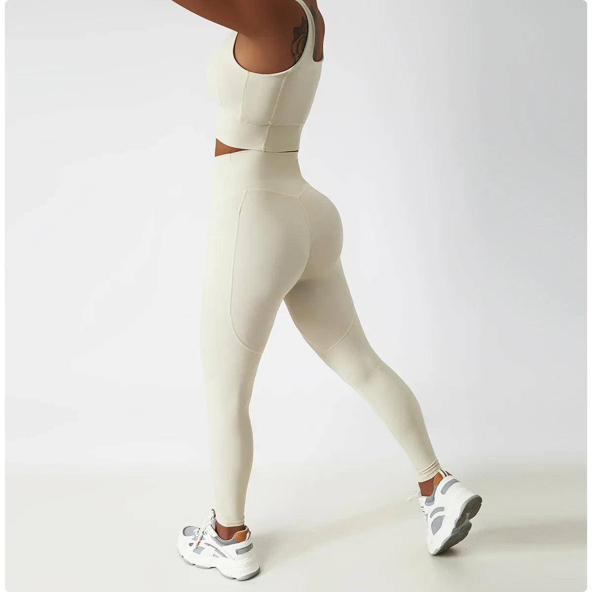 Cozy SkinFriendly Breathable Pocket Yoga Leggings Gym High Waist Sports Leggings Women Elasticity Fitness Running Hip Lift Pants