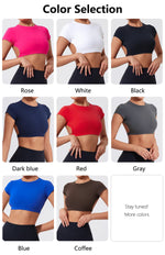 Hearuisavy Summer Sports Shirts Workout Tops Fitness Activewear Quick-Dry Yoga Clothes Sport Crop Tops Backless Gym Top Women