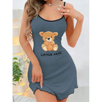 Summer Suspenders Mini Dress Women Sleepwear Comfortable Home Leisure Sexy Nightgowns Littler Bear Printed Nightdress