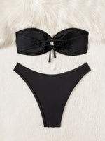 Sexy Bandeau Bikini 2026 Women Shiny Sequin Front Ring Push Up Micro Swimsuit Summer Pink Bathing Suit Thong Swimwear Biquini