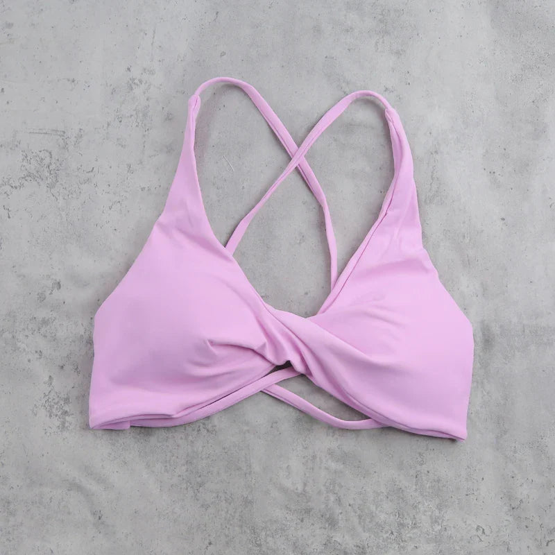 DIAS FIT JOY Women'sWorkout Sports Bras Beauty back Cross Padded Low Impact Fitness Bra Yoga Top Cycling Fitness