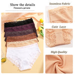 4Pcs Sexy Cotton Lace Panty Women Low Waist Panties Underwear S-XL Solid Color Ladies Briefs Lingere Underware Comfortable Women