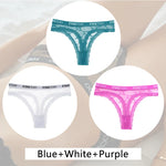3Pcs/set Lace Thongs Women Floral G-string Underwear Trendy Letter T-Back Underpants Sexy Low Waist Bikini Panties Ladies Panty