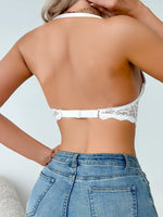 French Hollow lace spliced underwire sexy bras Adjustable straps backless invisible push up bra for women Comfortable Bralette