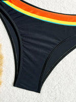 Women's Rainbow Color Bikini Set Sexy Beach Vacation Backless 2 Piece Swimsuit 2024 Summer Bathing Suit Bra Push Up Swimwear