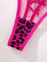 A RoseRed Sexy Lingerie Set, Combining Leopard Print and Floral Patterns, Combining Allure and Sensuality