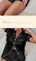 Sweet Simple Ice Silk Pajamas for WomenThin Short-sleeved Home Clothes Suit Nightwear Women's Pajamas Set Nightie Summer