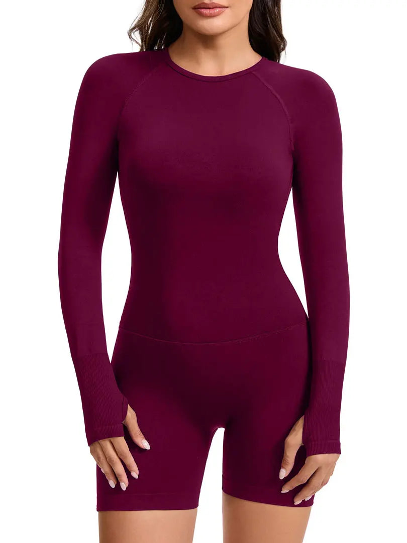 NCLAGEN Impact Long Sleeve One Piece Gym Clothes Women Yoga Playsuit Fitness Workout Jumpsuit Backless Set Siamese Sportswear