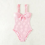 Light Pink One Piece Swimsuit for Women High Waist Hollow Out Ruffle Suspender Backless Monokini Bikini Beach Swimwear 2024 New