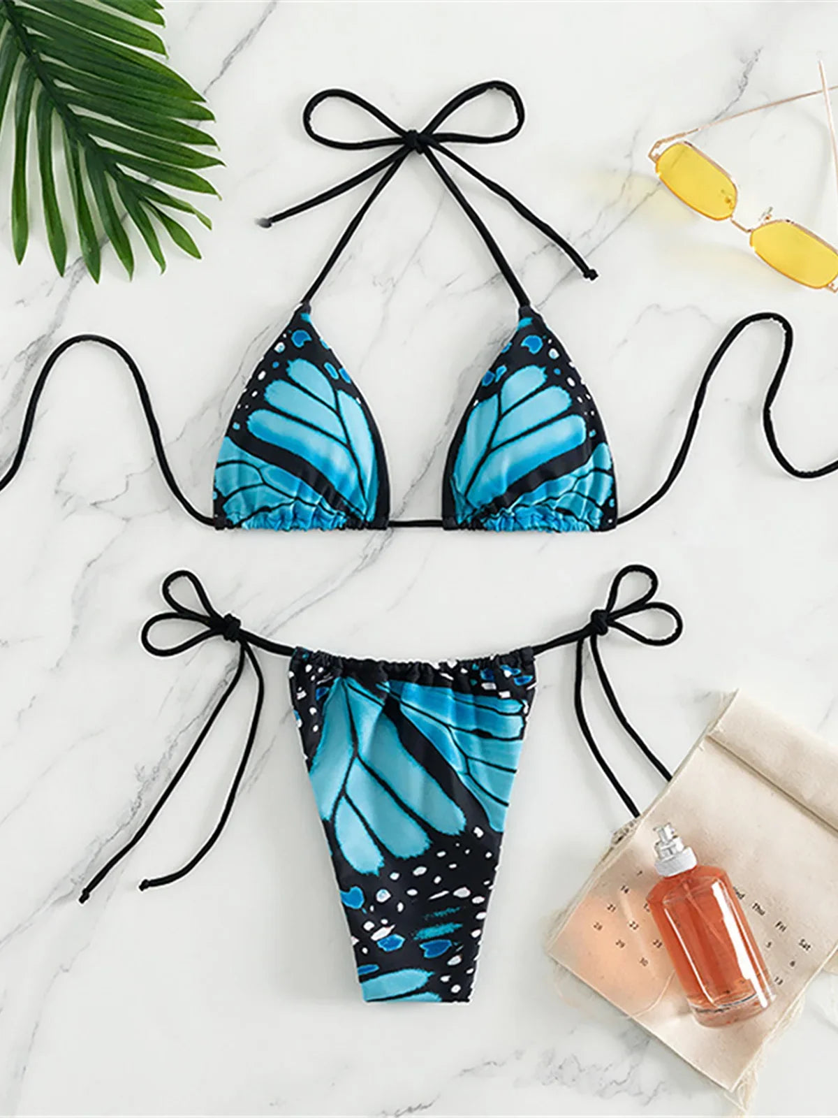 Sexy 4 Colors Printed Halter Padded Bikini Female Swimsuit Women Swimwear Two-pieces Bikini set Bather Bathing Suit Swim K4910