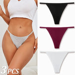 3PCS Seamless Cotton Thong Women Thin Strap Low Waist High Flexibility Panties Sexy Underwear Ladies Briefs T-back Soft Women