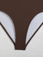 Sexy Brown Hollow Out Backless Swimwear Women 2026 Pearls Pleate Bandage One Piece Swimsuit Beach Bathing Suit Holiday Bikini