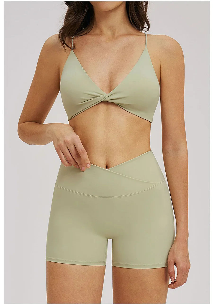Women 2 Piece Gym Workout Set Female Bra Yoga Shorts Vest Fitness Wear Quick-DrySports Bra Suits Sportswear Tracksuit Outfits