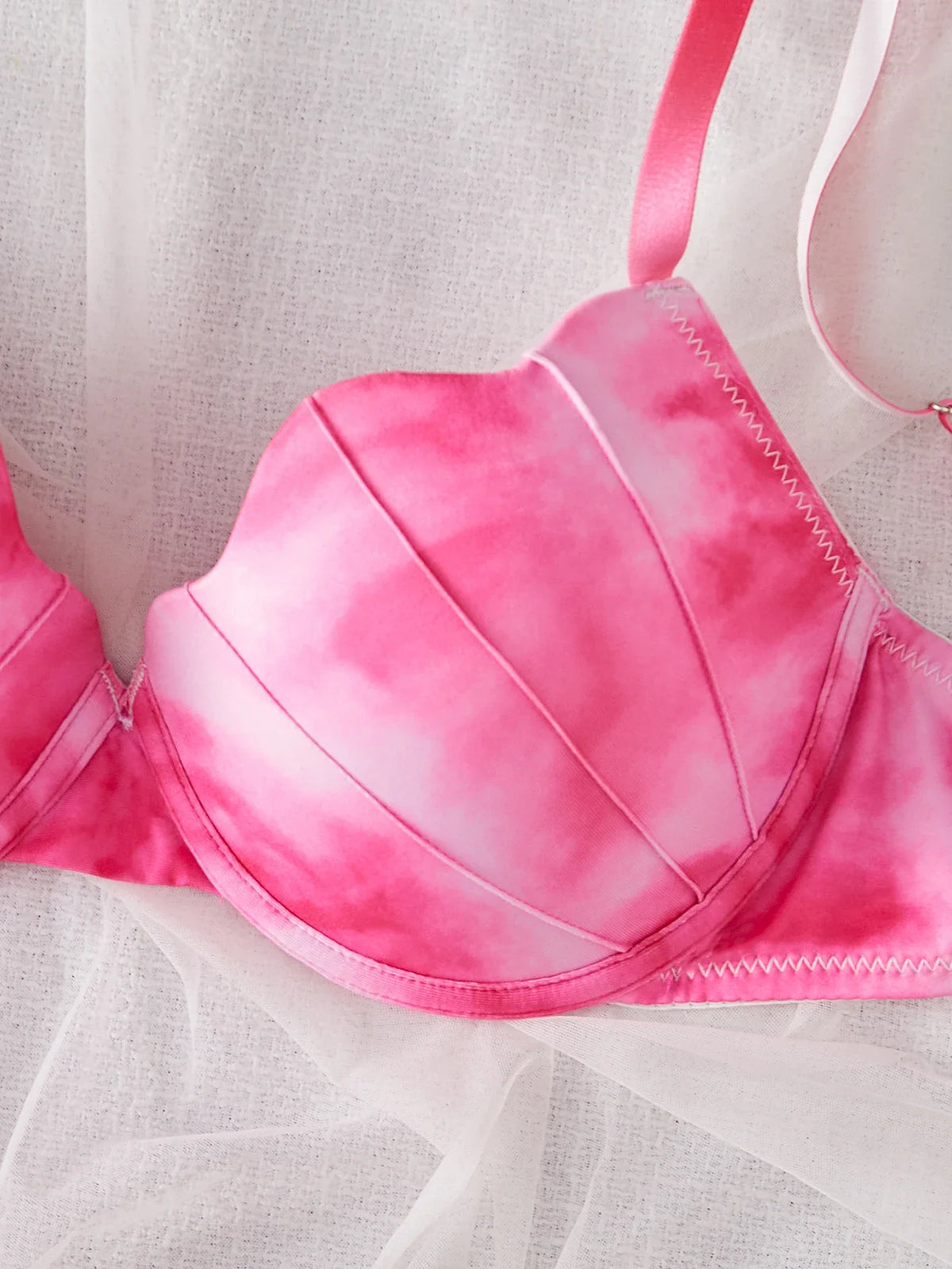 Summer Beach Bikini Colorful Ombre Shell Cup for Women's bra Sexy Push-Up Comfort Underwire Bra Women's Beach Vacation lingerie