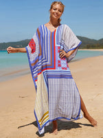 2025 Loose Boho Style Maxi Dress Print Face Swim Suit Cover-up Bohemian Dress Robe Plage Kaftan Maxi Dress Beach Wear Tunics