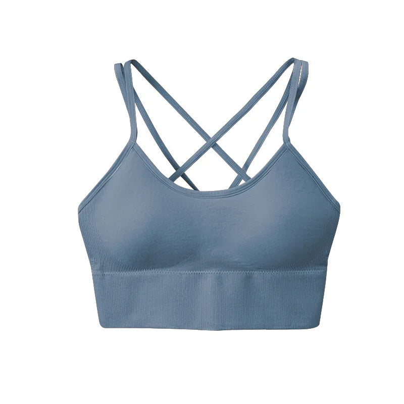 women yoga wireless cross back sports bra quick dry shock proof fitness push up yoga running bra active sportswear vest tops