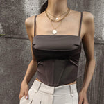 Spaghetti Strap Tank Top Sexy Backless Bandage Skinny Crop Tops Summer Elegant Lace Up Party Streetwear Women Camis
