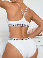 New Ribbed Women's Underwear Set Letter Strap Underwear Front-Clasp Push-Up Bra Comfy Daily Female Bra Set