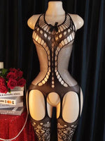 Porn Underwear Crotchless Babydolls Dress EroticCostume Sexy Hanging Neck Bodystockings Mesh See Through Adults Sexual Bodysuits