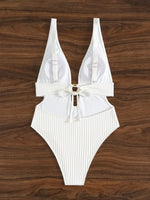 2026 Deep V Neck Cut Out Women Swimwear One Piece Swimsuit Female High Leg Cut Monokini Bather Backless Bathing Swim Beachwear