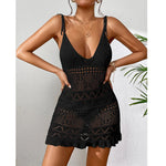 Halter Dress Clothes Women Summer Solid Color Sleeveless Knitted Cover Up BacklessStylish Beach Dresses