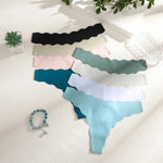 8PCS Women Seamless Panties Ultra-thin Panties Women Ice Silk Wavy Design Underwear Sexy Panty Low Waist G-string Female Solid