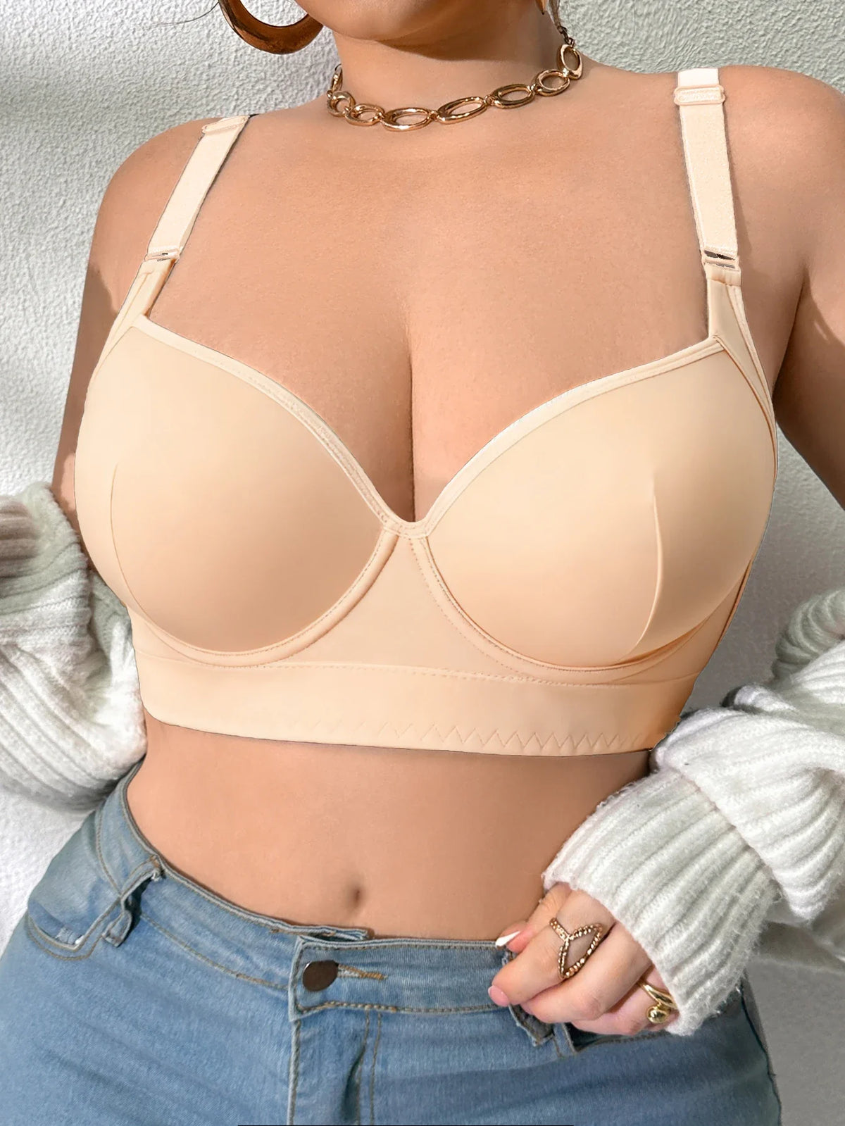 Push up Bra for Women Solid Color Plus Size Bras Thin Cup Underwire Bra Sexy Brassiere B C D E Cup