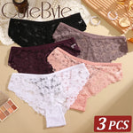 3Pcs Lace Sexy Transparent Panty Women's Panties Sexy Breathable Pink-Brown Series Underwear Female Low Waist Soild Lingerie