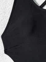 Solid Black One Piece Swimsuit Sexy Backless Cross Bandage Thong Bikini 2026 Beach Vacation Pool Bathing Suit Swimwear Monokini