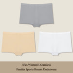 3Pcs Women's Seamless Sports Boxer Underwear Female Solid Color Panties Comfortable Briefs Cozy Lingerie Intimate Underpant S-XL