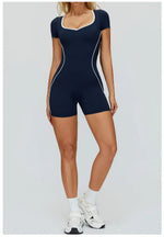 New Jumpsuit Yoga Shorts Backless Hollow Fitness Sportswear Workout Leggings One Piece Suits Sports Bodysuit Gym Women Clothes