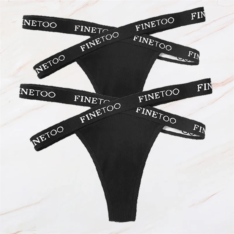 2Pcs/Set Women Thongs Panties Female Letter Belt Underwear Ladies Cotton Cross Strap Bikini M-XL G-String Girl Intimate Lingerie