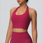 Sexy Gym Women's Sports Bra Breathable Hanging Neck Backless Sports Bra Women's Comfortable Exercise Pilates Training Yoga Top