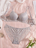 Single of Women's Underwear Set Sexy Lace Patchwork with Push Up Bra Romantic Sheer Women's Panties