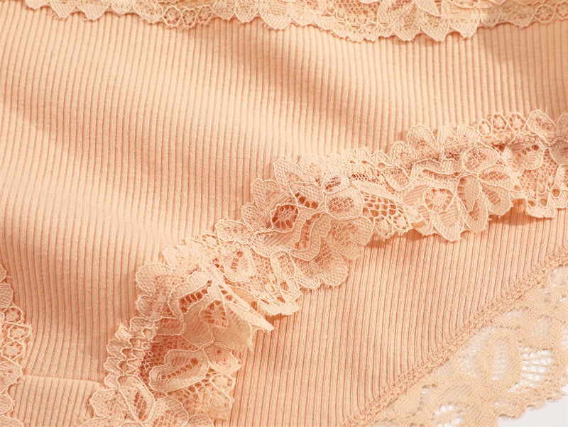 4Pcs Sexy Cotton Lace Panty Women Low Waist Panties Underwear S-XL Solid Color Ladies Briefs Lingere Underware Comfortable Women