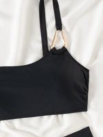 Sexy Metal Buckle One Shoulder Bikini Set 2026 Women Push Up Cross High Waist Swimsuit Summer Bathing Suit Two Piece Swimwear