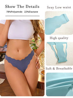 5Pcs Seamless Full-Body Fan-Shaped Wave Decorative Briefs Sexy Thongs Comfortable Breathable Stretch Underwear Women's Lingerie