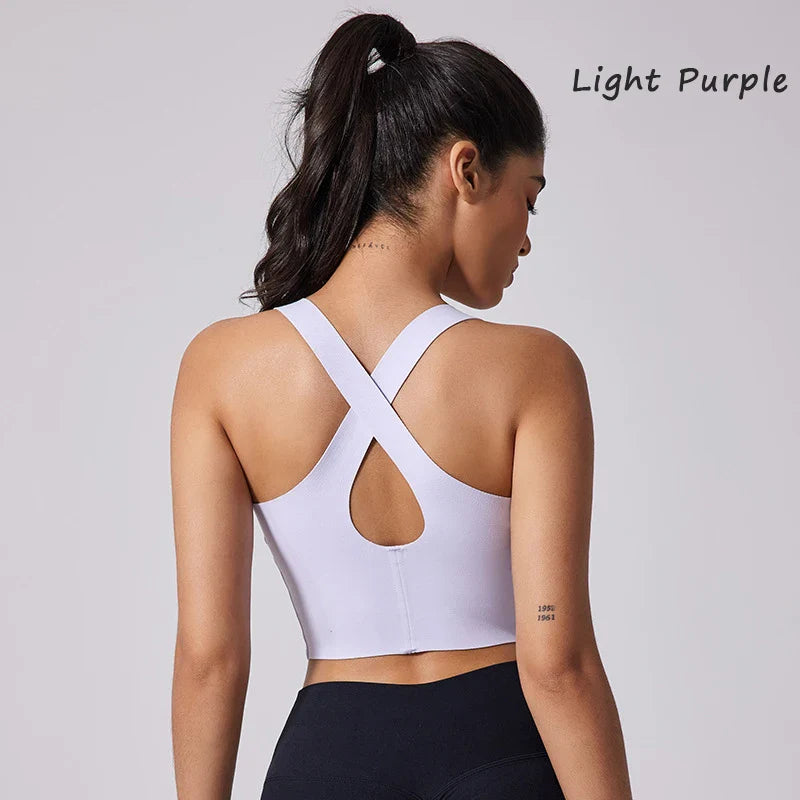 DIAS FIT JOY Wide shoulder strap cross sports vest comfortable shockproof yoga bra fixed chest pad beautiful back fitness Gym