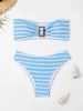 Blue Striped Bikini 2025 Brazilian Biquini Bandeau Two Pieces Swimsuit Women Thong Bathing Suit Swimwear Female Summer Beachwear test
