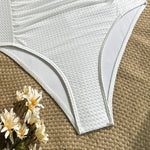 New Deep V Neck One Piece Swimsuit 2026 Women Orange White Pleate Tummy Control Swimwear Beach Holiday Bathing Suit Monokini