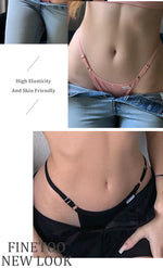 5PCS Women's Panties Cotton Thongs Adjustable Waist Sexy G-String Solid Color Seamless Intimate Female Underpants Lingerie S-XL