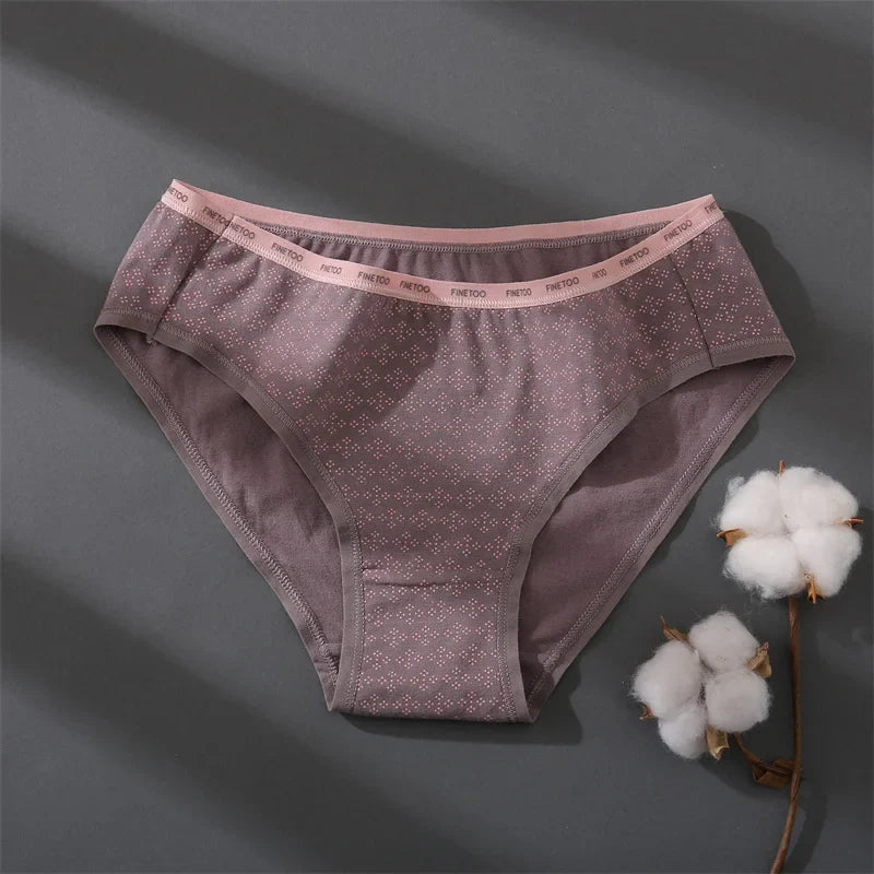 Women Printing Floral Panties 3Pcs/set Low-Rise Cotton Briefs Female Comfortable Underwear Female Soft Panties Lingerie M-2XL