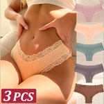 New Lace Seamless Cotton Panties Ribbed Maillard Brazilian Pants LowWaist Women Panties Breathable Girls Underwear Soft Lingerie