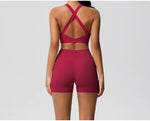2PCS Yoga Set Gym Clothes Sportswear Women Tracksuit Fitness Tracksuit Workout Suit Sports Bra Gym High Waist Push Up Shorts