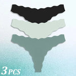 3PCS Women Seamless Panties Wavy Design Ultra-thin Panties Women Ice Silk Underwear Sexy Panty Low Waist G-string Female Solid