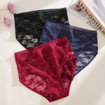 FINETOO 3PCS Women Lace Panties Sexy Hollow Underpants Sexy High Waist Lace Panty Elegant& Romantic Ladies Breathable Underwear